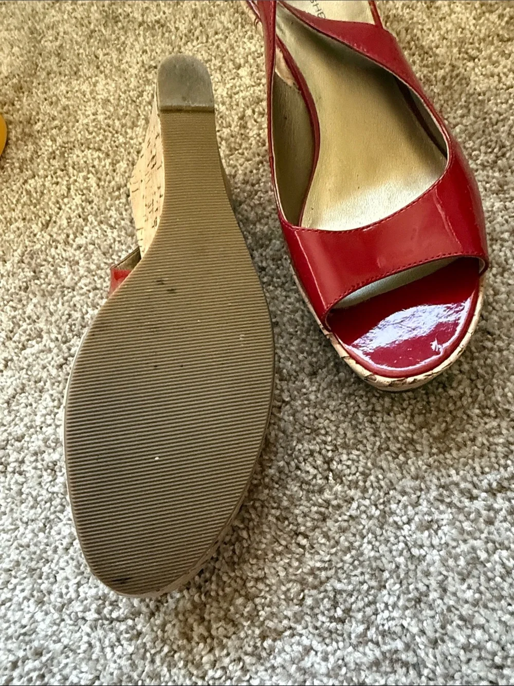 Marc Fisher Red Patent Slingback Wedges